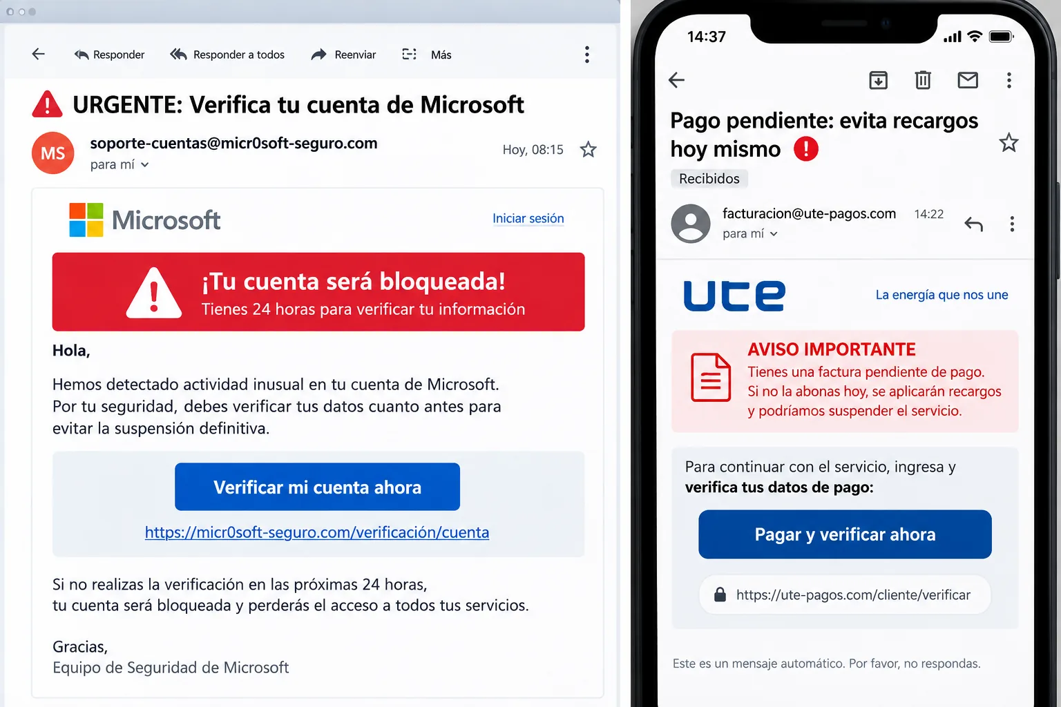 Segunda evidencia con ejemplos de phishing